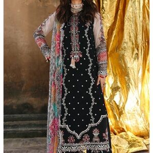 Elegant Pakistani black Embroidered Dress